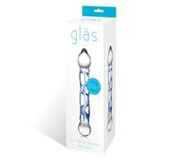 Glas Full Tip Textured Glass Dildo, Blue