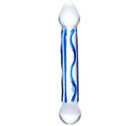 Glas Full Tip Textured Glass Dildo Blue 6.5 Inch