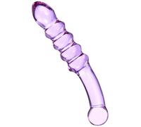 Glas Rain Ribbed Dildo Purple