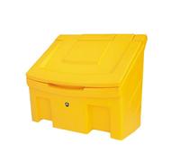 Glasdon 160 Litre Grit Salt Bin Yellow Salt Grit Bin for Outside Fully Rotatable Sloped Lid Heavy Duty All Weather Outdoor Storage Box for Rock Salt Ice & Snow Winter Forklift Slots | Slimline