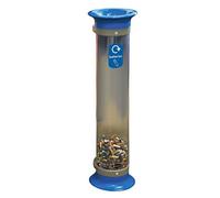 Glasdon C-Thru 15 Litre Battery Recycling Bin Battery Recycling Tube (Blue) | Clear, graphic, Durable, Heavy duty Polycarbonate Battery Recycling Bins, Top & bottom handles, Screw-on removable funnel lid