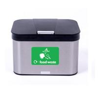Glasdon Centrum Steel Food Waste Bin 4.3L Compost Caddy Food Recycling Bin | With Sticker, Push Button, Easy Clean Removable Liner, Odour Seal Food Caddy for maximum hygiene. For most compostable bags