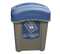 Glasdon Eco Nexus 60 Office Lockable Confidential Waste Paper Recycling Bin | 60-Litre Secure Waste Bin for Confidential Documents with Lid, Handles, Keyed Lock & Blue Sticker Indoor Kitchen Office Bins