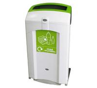 Glasdon Nexus 100 Mixed Recyclables Recycling Bin (Grey, Green Sticker) - 100 Litre Recycling Container for Mixed Waste - Streamlined Mixed Recycling Bin