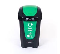 Glasdon Nexus 30 Food Waste Bin (Green Sticker) - 30-Litre Food Waste Collection Bin - Compact Indoor Recycling Bins - Flip Lid