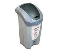 Glasdon Nexus 30 General Waste Bin (Grey, Black & White) - Plastic Bin for Non-Recyclable Waste - Compact 30-Litre General Waste Container - Flip Lid