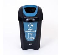 Glasdon Nexus 30 Mixed Recycling Bin (Black, Blue Sticker) - Plastic Recycling Container for Mixed Waste - Compact 30-Litre Mixed Recyclables Recycling Bin | Mixed Paper & Card