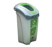 Glasdon Nexus 30 Mixed Recycling Bin (Grey, Green Sticker) - Plastic Recycling Container for Mixed Waste - Compact 30-Litre Mixed Recyclables Recycling Bin