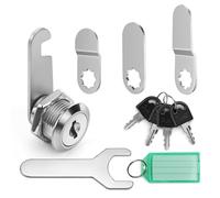 GlasFlength Cabinet Lock Cam Lock, Drawer Loc ks with 4 Keys 4 Different Loc k Plates Cupboard Locks for Letterbox Letter Box Lever Furniture Drawers Dresser Cupboard Door(16mm)