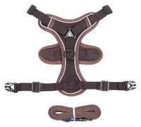 GlasFlength Cat Harness with Leash, Break-Proof Cat Leash with Adjustable Harness for Gat os, Soft Harness Set with Reflective Stripe (Brown-XL)