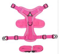 GlasFlength Cat Harness with Leash, Break-Proof Cat Leash with Adjustable Harness, Soft Harness Set with Reflective Stripes (Pink-L)