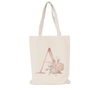 GlasFlength Fabric Bag Printed, Watercolour Initial Letter Cotton Bag 30 x 40 cm Cotton Bags Canvas Fabric Shopping Bag Carry Bag Handle 50 cm Everyday Bag Jute Bag
