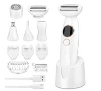 GlasFlength Multifunctional 5-in-1 Women's Shaver, Full Body Waterproof Hair Removal Device, Type C Charger, Hair Removal Device with Digital Display