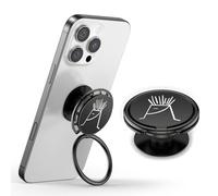 GlasFlength Pop Up Socket Mobile Phone Ring Holder, Pop Grip Mobile Phone Finger Holder with Extendable Base Mobile Phone Button for Holding 255° Mobile Phone Ring 360° Grip Stand Black for