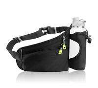 GlasFlength Running Belt for Mobile Phone, Running Bag, Jogging Sports Waist Bag with Water Bottle Holder, Running Belt, Waterproof Sports Belt for Running, Camping, Climbing, Travel, Hiking (Black,