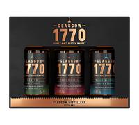 Glasgow 1770 Single Malt Whisky Gift Set - 3 x 5CL Miniature Whisky Taster Set, 46% ABV - Includes: Glasgow 1770 Original, Peated and Triple Distilled - Luxury Whisky Gifts for Men or Women