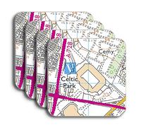 Glasgow Celtic Stadium Map Coaster Set, Celtic Park Map Set of 4 Coasters, Coaster Gift Set for Celtic Supporter