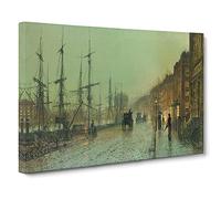Glasgow Docks By John Atkinson Grimshaw Canvas Print | Gallery Wrapped 30mm Frame Wall Art | 30x20 inches | Ready to Hang | Classic Picture | Living Room Bedroom Lounge Office