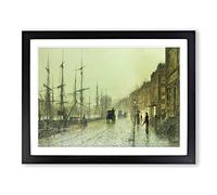 Glasgow Docks By John Atkinson Grimshaw Classic Painting Framed Print | A2 Black Framed Wall Art | Ready to Hang | Classic Historical Picture | Living Room Bedroom Lounge Office