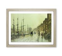 Glasgow Docks By John Atkinson Grimshaw Classic Painting Framed Print | A4 Oak Framed Wall Art | Ready to Hang | Classic Historical Picture | Living Room Bedroom Lounge Office