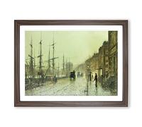 Glasgow Docks By John Atkinson Grimshaw Classic Painting Framed Print | A4 Walnut Framed Wall Art | Ready to Hang | Classic Historical Picture | Living Room Bedroom Lounge Office