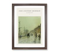 Glasgow Docks By John Atkinson Grimshaw Exhibition Museum Painting Framed Wall Art Print, Ready to Hang Picture for Living Room Bedroom Home Office Décor, Walnut A4 (34 x 25 cm)
