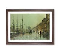 Glasgow Docks by John Atkinson Grimshaw Framed Wall Art Print A2 Walnut