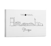 Glasgow Landscape Line Painting Art, Art Poster, Gifts, Canvas, Painting, Wall Art, Decorative Picture, Prints, Modern Decoration, 16 x 24 inches (40 x 60 cm)