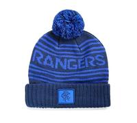 Glasgow Rangers FC Text Bobble Knitted Hat Navy - Official Football Gift, Winter, RFC, Xmas, Birthday Gift