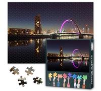 Glasgow Scotland Night Skyline Jigsaw Puzzle 1000 Pieces for Adults Cityscape Downtown Puzzle Charming Scottish Urban Landscape Wall Art Home Decor Challenge 27.5x19.7 Inch