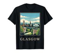 Glasgow Scotland Skyline Retro Travel Design T-Shirt