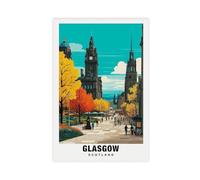 Glasgow Scotland Travel Poster Canvas Poster Wall Art Decor Print Picture Paintings for Living Room Bedroom Decoration 08x12inch(20x30cm)