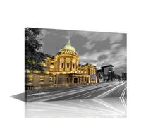 Glasgow Scotland UK Wall Decor Glasgow Mitchell Library Public Library Room Decor Glasgow Wall Paintings 1 Panel Balck and White Wall Decorations for Living Room Framed Ready to Hang (16''Wx 24''H)