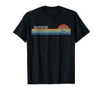 Glasgow Scotland United Kingdom Retro Sunset Rainbow Synth T-Shirt
