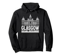 Glasgow United Kingdom Capital City Scottish Landmarks Pullover Hoodie, Adult Unisex, Black, Medium