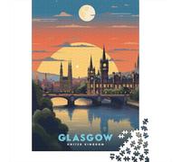 Glasgow, United Kingdom Cityscape 1000 Piece Jigsaw Puzzle, Global Monument Landscape, Thick Cardboard Pieces, Decorative Artwork for Travel Lovers, Travel Gift, 38x26cm/1000pcs