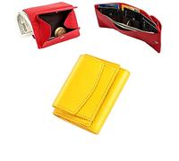 Glasgowmu Purses,2024 New Genuine Leather RFID Blocking Card Holder Organizer Pocket Mini Wallet,Premium Leather Wallet for Women,Unisex Anti-Credit Card Fraud Folding Mini Wallet (Yellow)