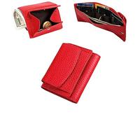 Glasgowmu Purses,2024 New Genuine Leather RFID Blocking Card Holder Organizer Pocket Mini Wallet,Premium Leather Wallet for Women,Unisex Anti-Credit Card Fraud Folding Mini Wallet (Red)