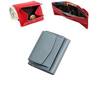 Glasgowmu Purses,2024 New Genuine Leather RFID Blocking Card Holder Organizer Pocket Mini Wallet,Premium Leather Wallet for Women,Unisex Anti-Credit Card Fraud Folding Mini Wallet (Blue)