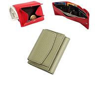 Glasgowmu Purses,2024 New Genuine Leather RFID Blocking Card Holder Organizer Pocket Mini Wallet,Premium Leather Wallet for Women,Unisex Anti-Credit Card Fraud Folding Mini Wallet (Light Green)