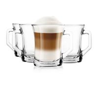 Glasmark KROSNO 1992 Coffee Glass Coffee Glass with Handle Tea Glasses Mug 200 ml Robust Dishwasher Safe High Gloss Transparent