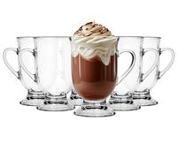 Glasmark KROSNO 1992 Glass Set Coffee Glasses with Handle Latte Handle 6 Pieces 380 ml Coffee Tea Latte Glass Tea Cups Glass Cups Drinking Glass Dishwasher Safe Elton