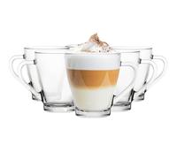 Glasmark Krosno 1992 Glasses Set Coffee Glasses with Handle Cup 6 Pieces 200 ml Coffee Cup Drinking Cup Tea Cups Dishwasher Safe