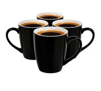 Glasmark KROSNO 1992 Set of 4 Coffee Cups, Ceramic Cups, Tea Cups, Large, 350 ml, Black