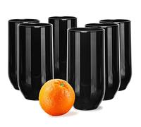 Glasmark KROSNO 430 ml, Set of 6, Drinking Glasses, Long Drink Glasses, Water Glasses, Juice Glasses, Cocktail Glasses, Dishwasher Safe, Perfect for Home, Restaurants and Parties, Black
