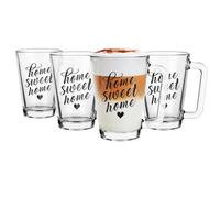 Glasmark Krosno Glasses Set of 4 0.25 Liter Coffee Glasses Tea Glasses Coffee Tea Glass Mugs Drinking Glasses Water Glasses Juice Glasses Dishwasher Safe Small Glasses Home Sweet Home 4x250ML