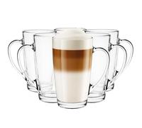 Glasmark Krosno Latte Macchiato Glasses Cappuccino Set of 6 Tea Glasses with Handle Dessert Glasses Water Glasses Coffee Glasses Mulled Wine Glasses Iced Coffee Mulled Wine Cups Grog Glasses 6 x 400