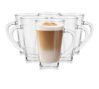 Glasmark Krosno Latte Macchiato Glasses Cappuccino Set of 6 Tea Glasses with Handle Dessert Glasses Water Glasses Coffee Glasses Mulled Wine Glasses Iced Coffee Mulled Wine Cups Grog Glasses 6 x 300