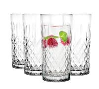 Glasmark Krosno Water Glasses Drinking Glasses Set Long Drink Cocktail Gin Water Long Drink Glasses Cocktail Glasses Drinking Glass Water Glass Dishwasher Safe Transparent with Crystal Effect 4 x 300