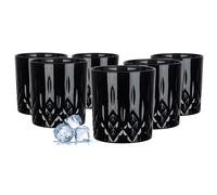 Glasmark Krosno Whisky Glasses Set Whiskey Rum Gin Bourbon Cocktail Glass Drinking Glasses Gift Set Birthday Gift for Men Whisky Lovers Alcohol Accessories Black 6 x 280 ml